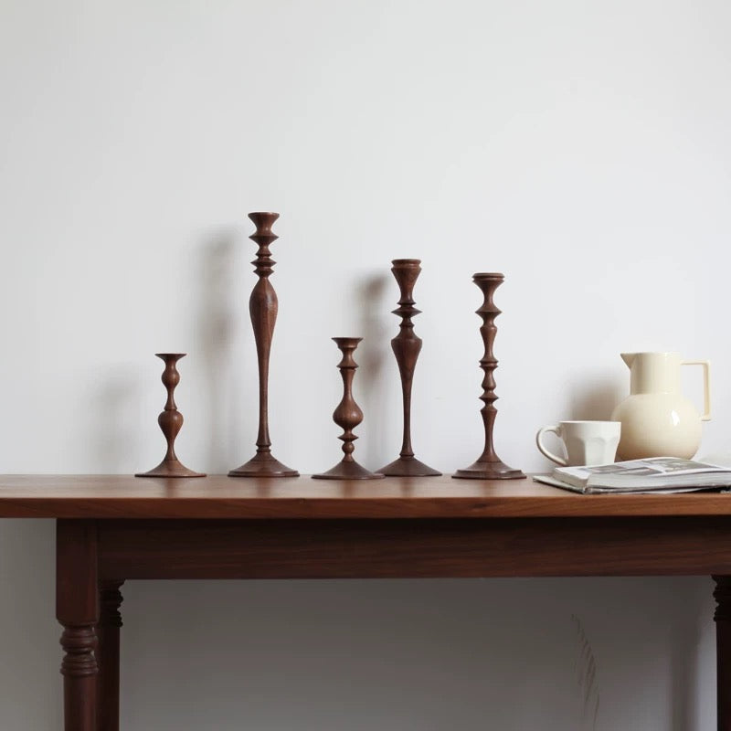 Solid walnut candle holder with minimalist design