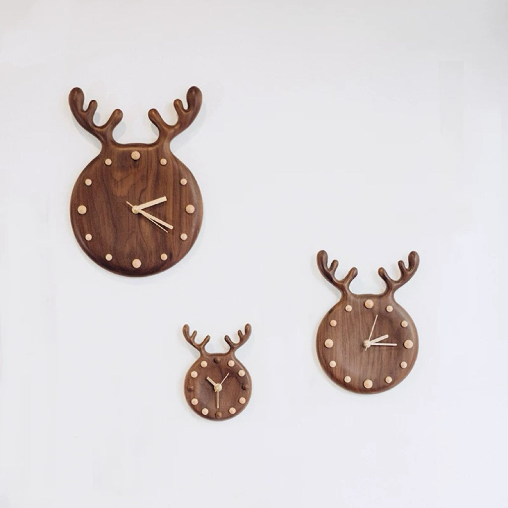 Solid walnut clock for living room and office wall decor