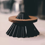 Solid walnut coffee dripper stand with minimalist design