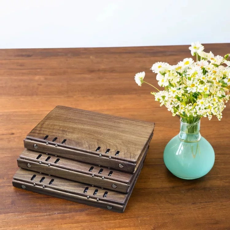 Solid walnut cover notebook for writing and journaling