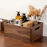 Solid walnut desktop organizer box with minimalist design