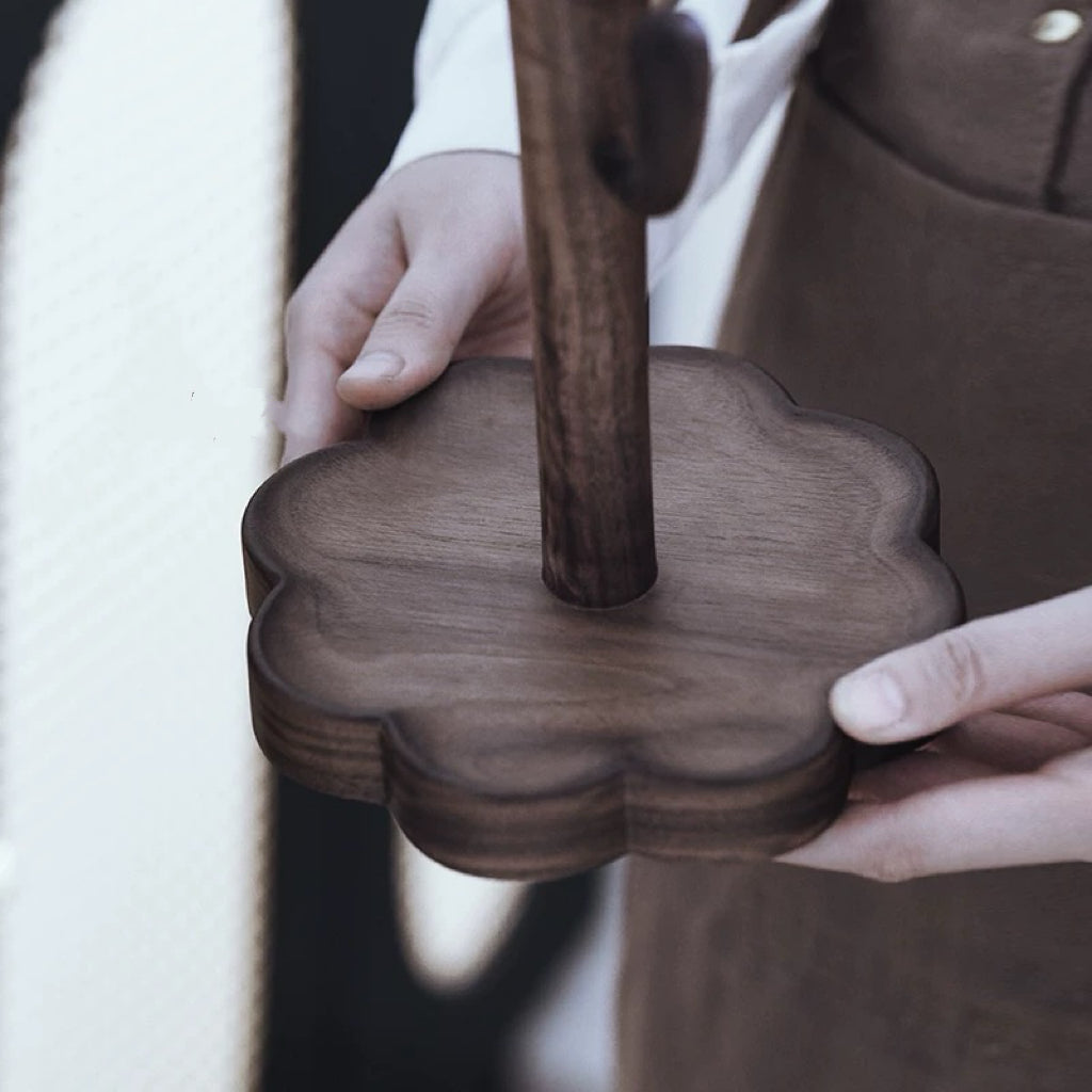 Solid walnut drink holder for coffee and beverage storage