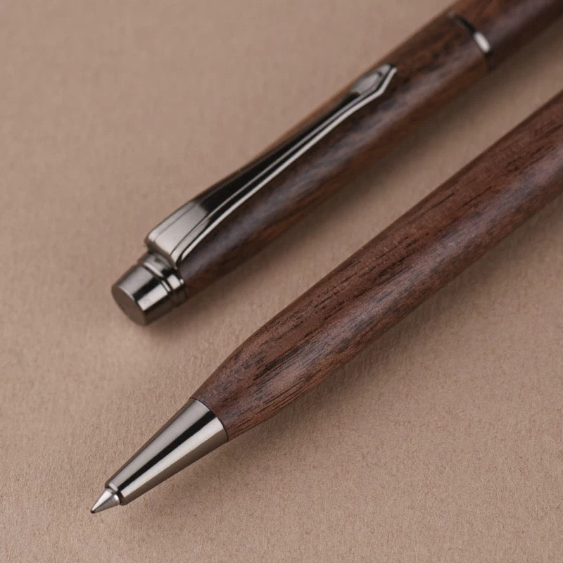 Solid walnut gel pen with minimalist design