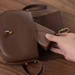 Solid walnut glasses case with portable storage design