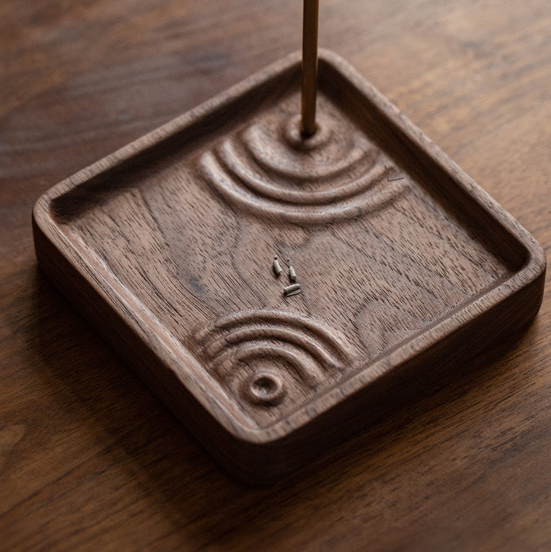 Solid walnut incense burner for home meditation and relaxation