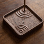 Solid walnut incense burner for home meditation and relaxation