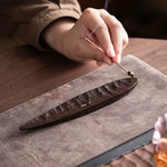 Solid walnut incense holder for home relaxation and meditation