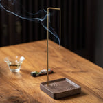 Solid walnut incense holder with minimalist design