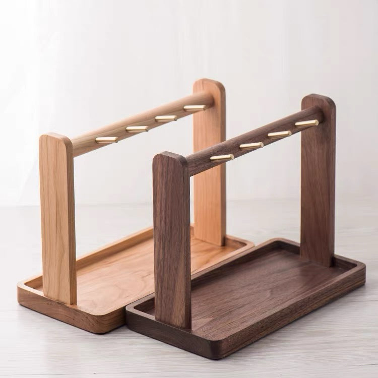 Solid walnut key holder stand with tray design