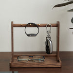 Solid walnut key holder stand with tray design