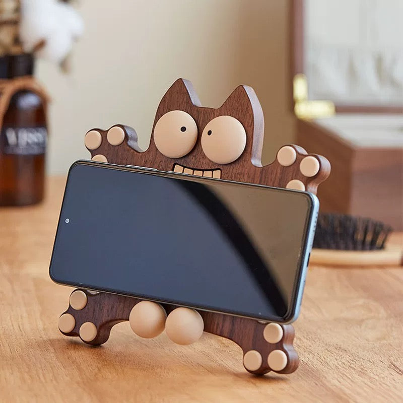 Solid walnut mobile phone stand for desk and office use