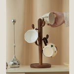 Solid walnut mug holder for coffee station setup