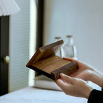 Solid walnut music album display stand for desk and shelf
