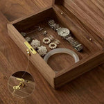 Solid walnut organizer box with secure locking mechanism