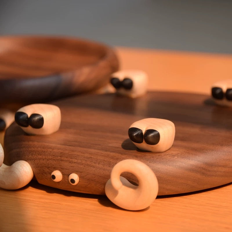 Solid walnut organizer tray for home and desktop storage
