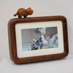 Solid walnut photo frame with cute kitten design