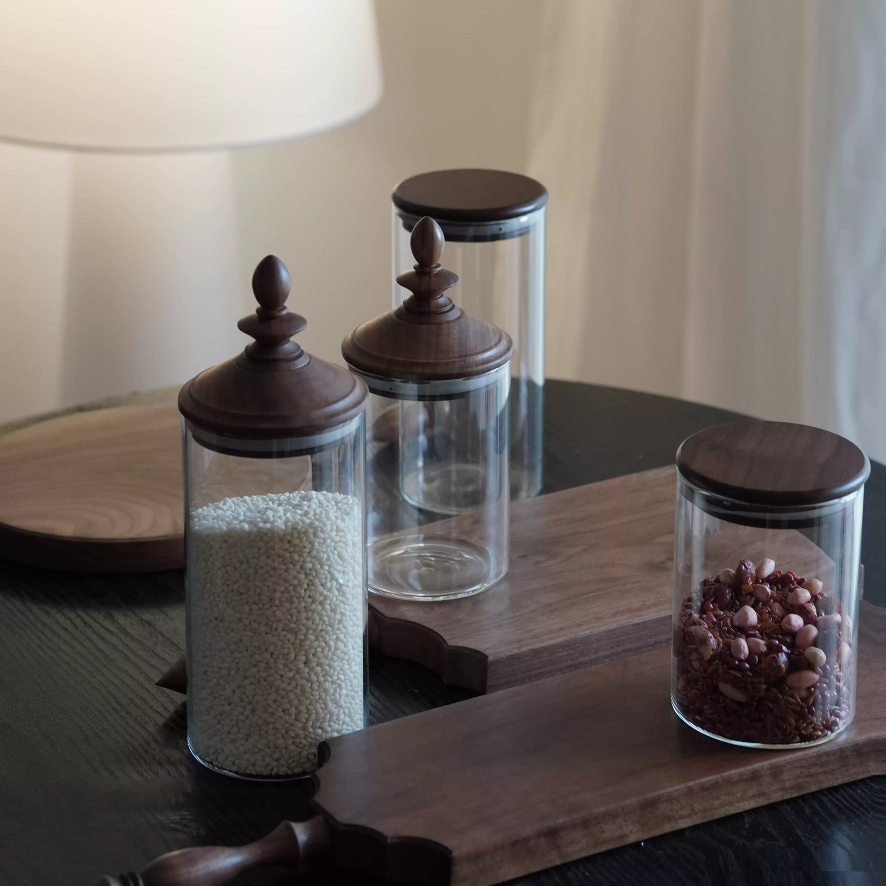 Solid walnut serving board with cottage style design