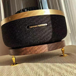 Solid walnut speaker stand for Harman Kardon with minimalist design