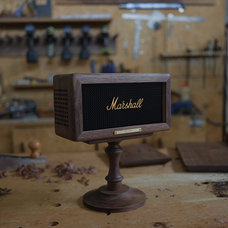 Solid walnut speaker stand for Marshall with center stage design