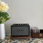 Solid walnut speaker stand for Marshall with low rise design