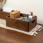 Solid walnut storage box for desk essentials and accessories