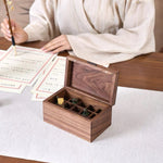 Solid walnut storage box with divided compartments for organization