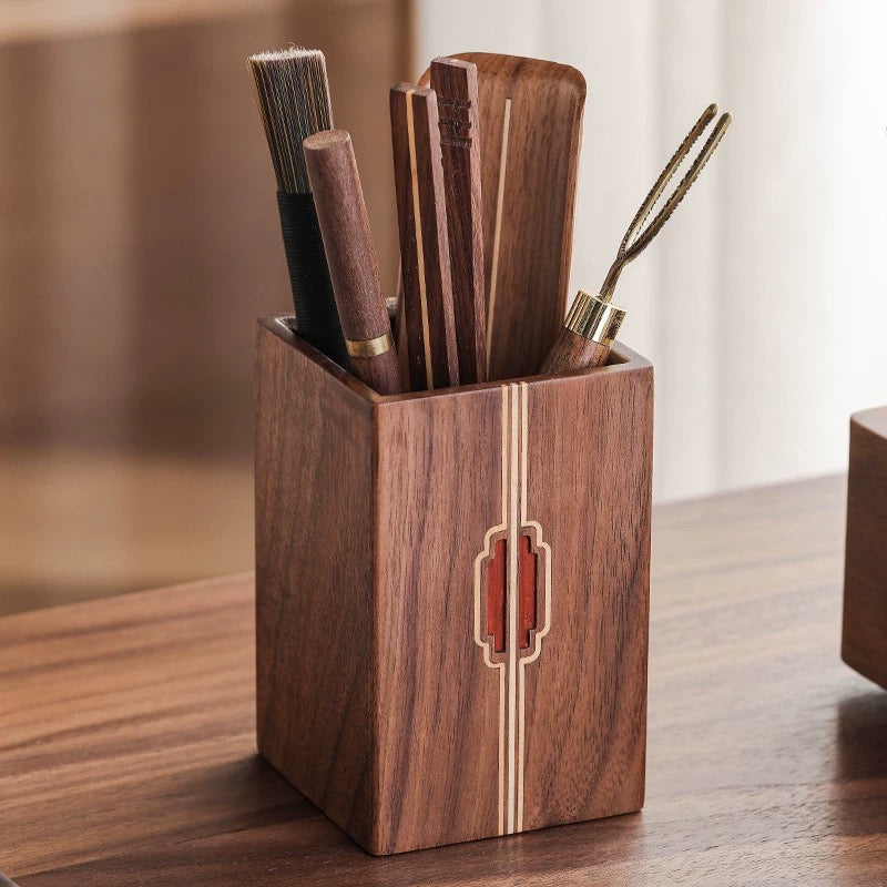 Solid walnut tea serving set for tea lovers