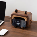 Solid walnut tissue holder with cute frog inspired shape