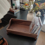 Solid walnut vinyl record display rack with minimalist design