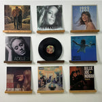Solid walnut wall-mounted vinyl record display shelf