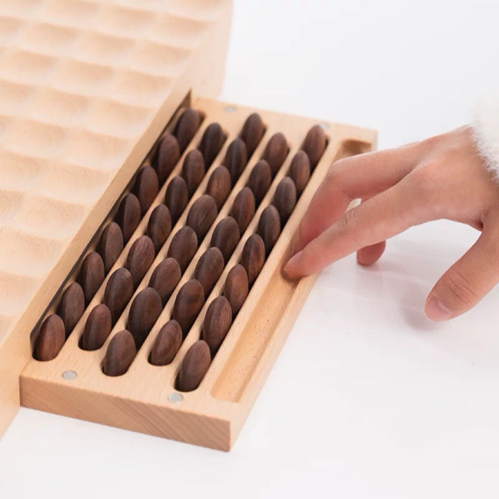 Solid wood Gomoku game set with minimalist design