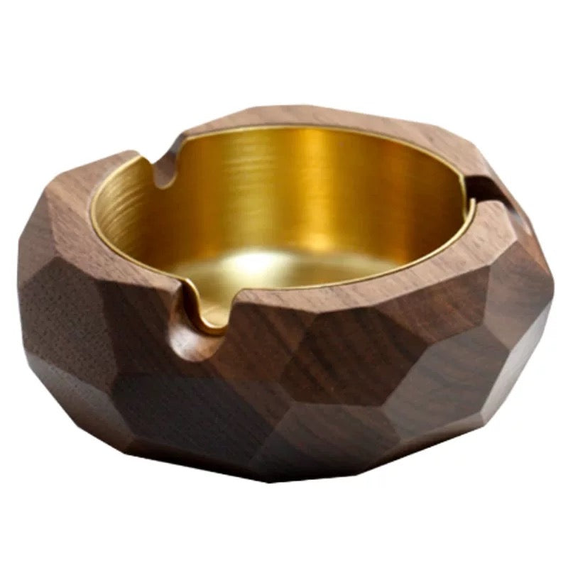 Solid wood ashtray for desk patio and tabletop use