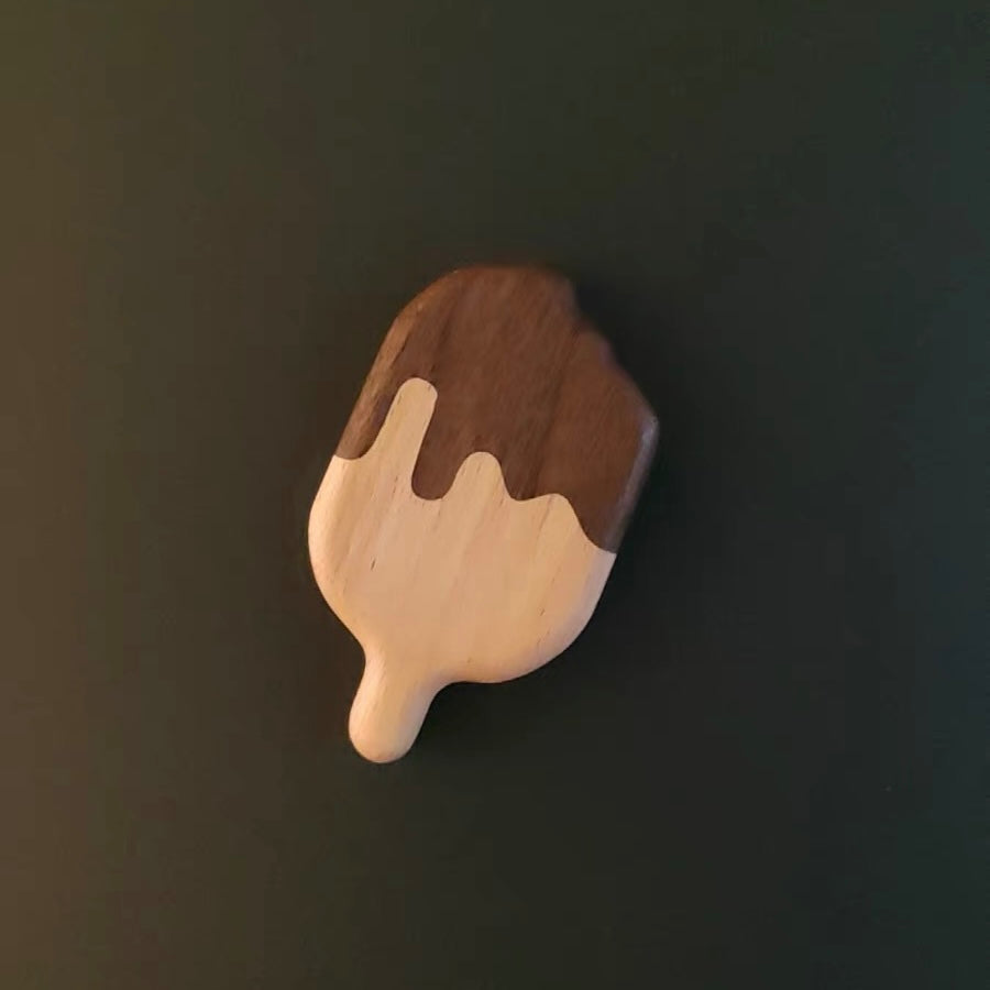 Solid wood bottle opener with fridge magnet design