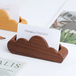 Solid wood business card stand with minimalist design