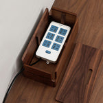 Solid wood cable storage box for chargers and power cords