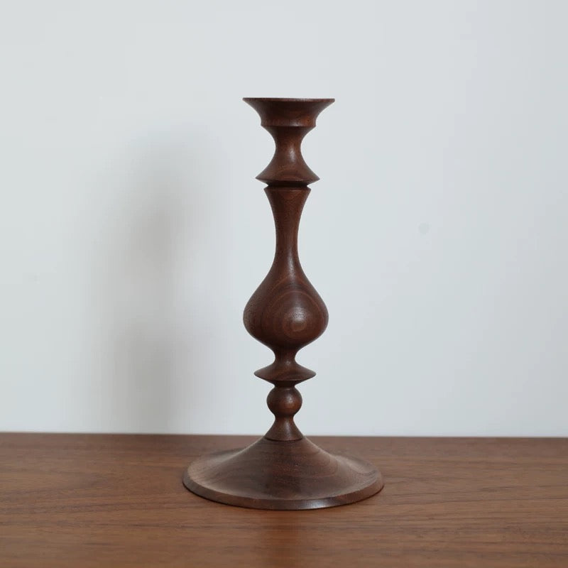 Solid wood candle accessory with refined natural texture