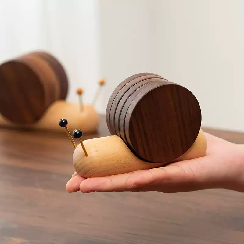 Solid wood coaster set with shell inspired design