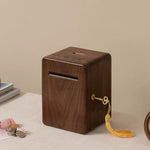 Solid wood coin holder with elegant natural texture