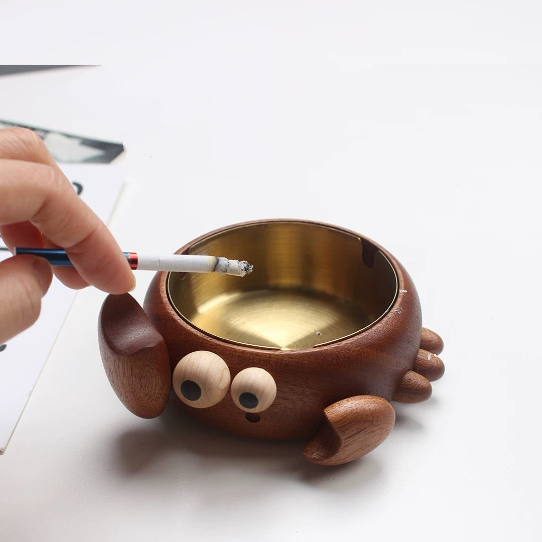 Solid wood crab ashtray with unique design