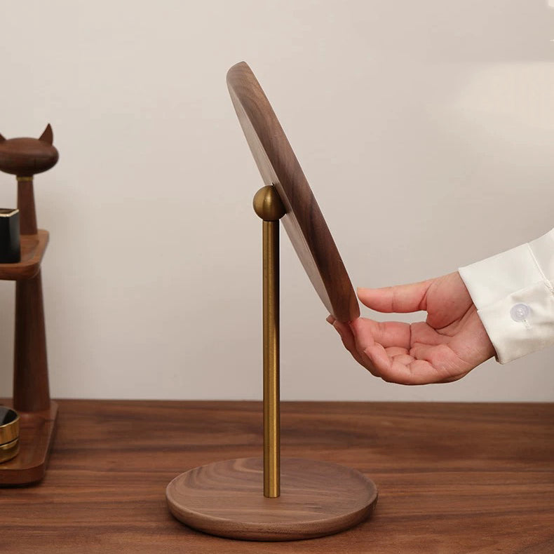 Solid wood desktop mirror for bedroom and vanity use