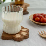 Solid wood drink coasters with cute paw shape design