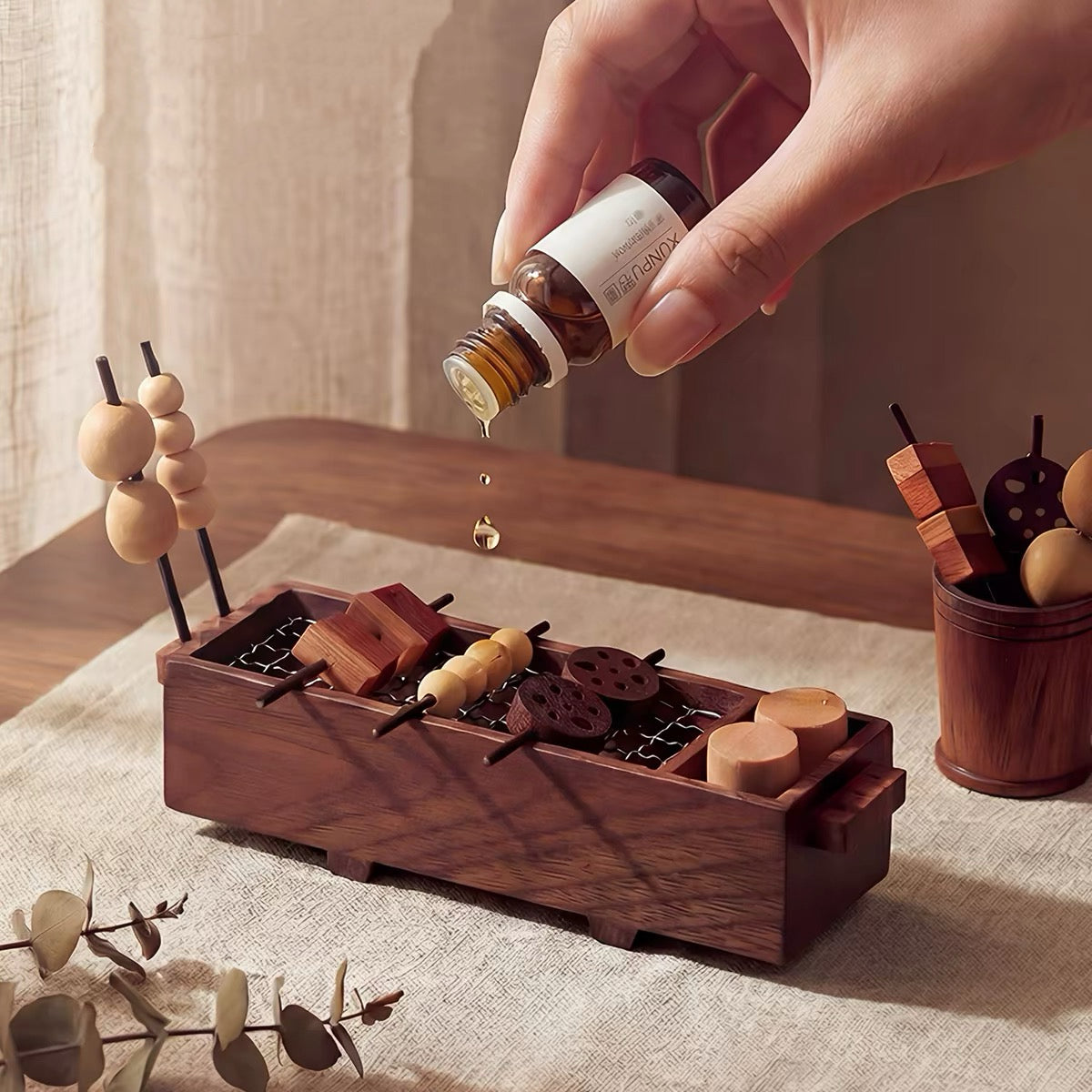 Solid wood essential oil diffuser with minimalist design