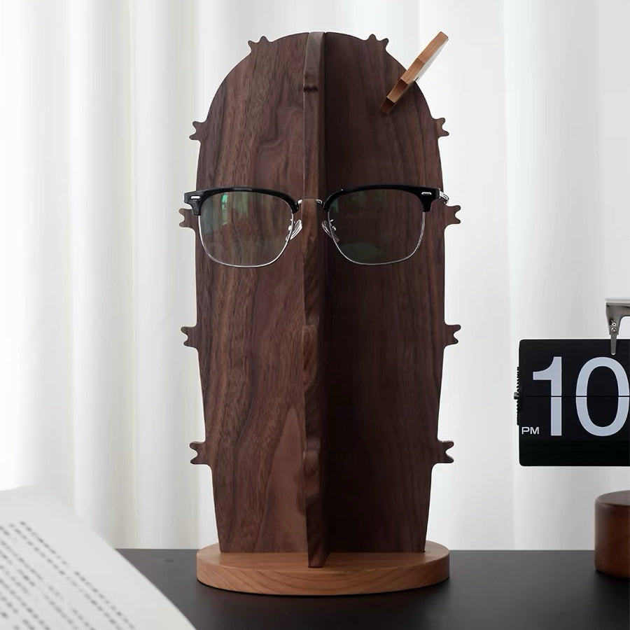 Solid wood eyeglass stand for desk and home display
