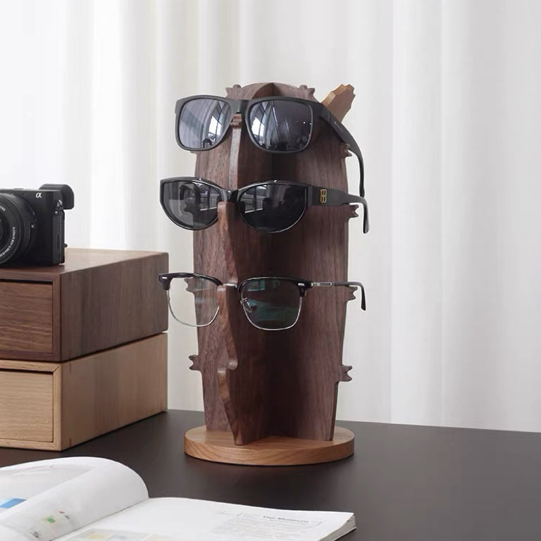Solid wood eyewear display stand with tree design