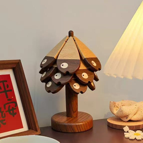 Solid wood heat-resistant coaster and trivet set with fish design
