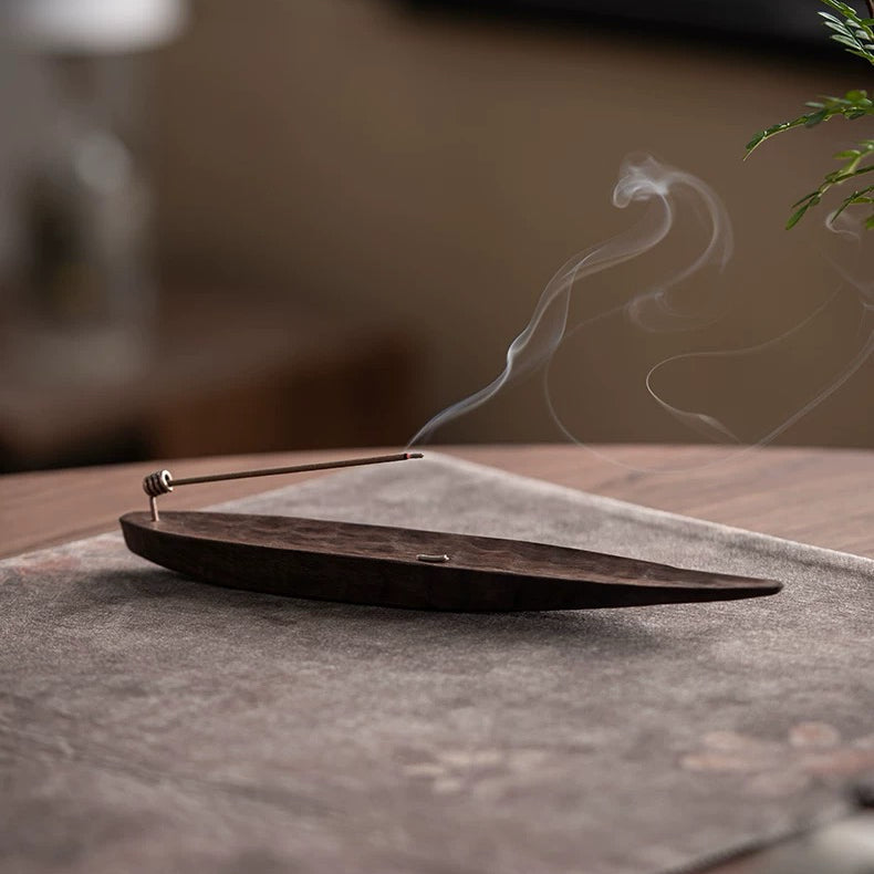 Solid wood incense burner for creating a calming atmosphere