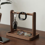 Solid wood key holder with catchall storage function