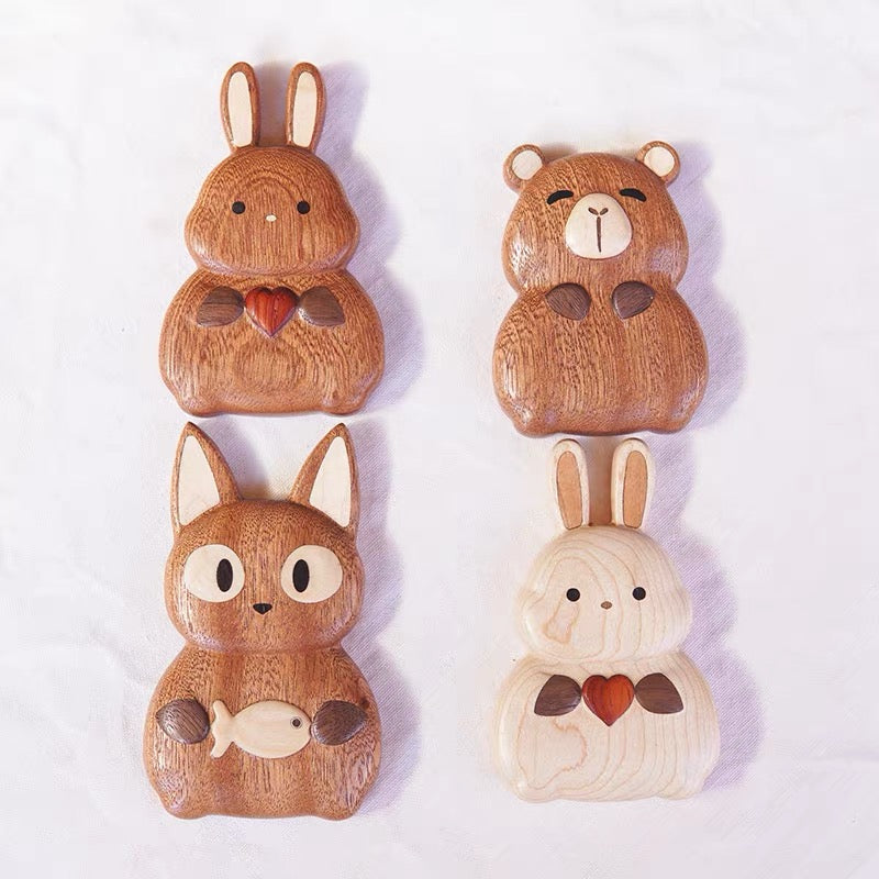 Solid wood magnetic bottle opener with animal design