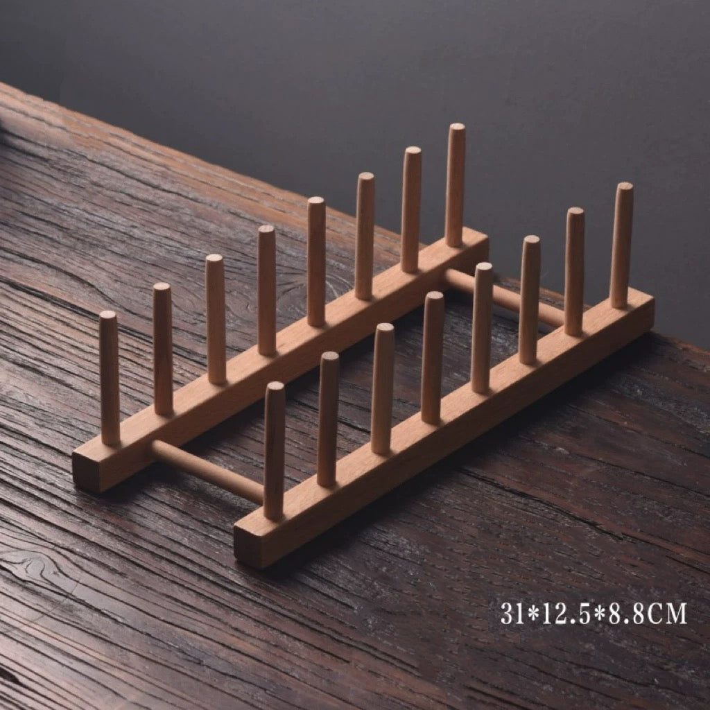 Solid wood media rack for organized desktop storage