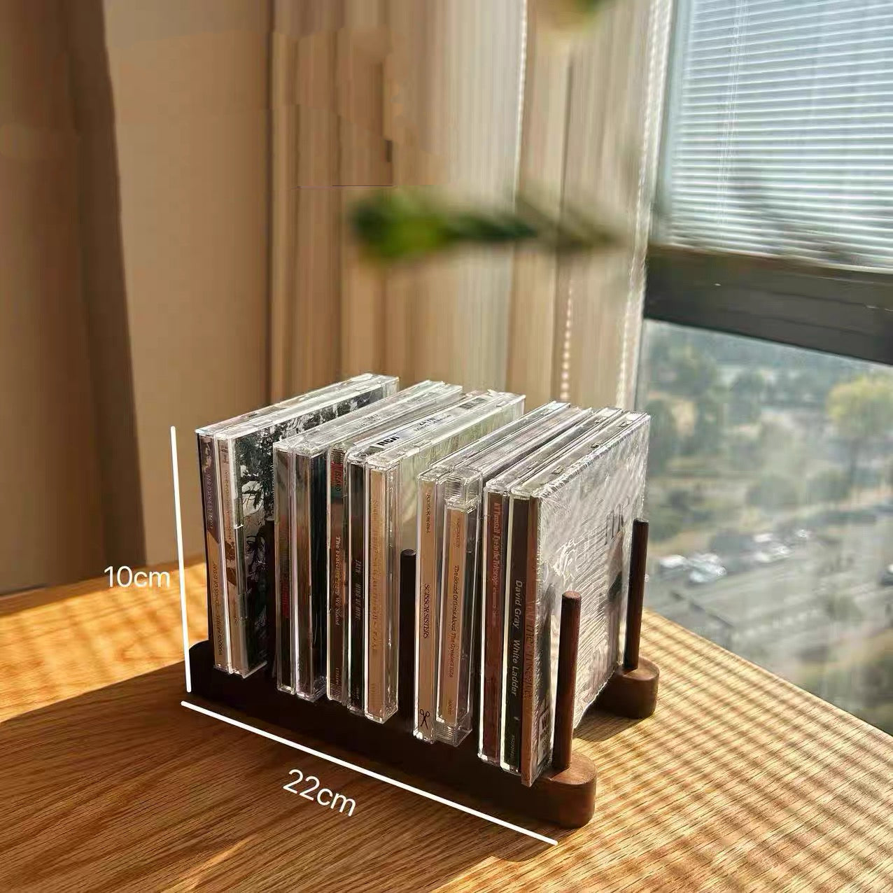 Solid wood music display rack for CD collections